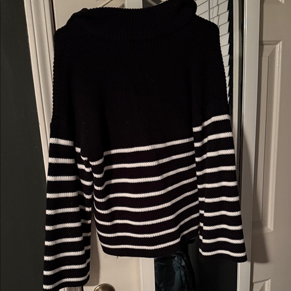 Black and White Striped Women's Sweater - Picture 2 of 3